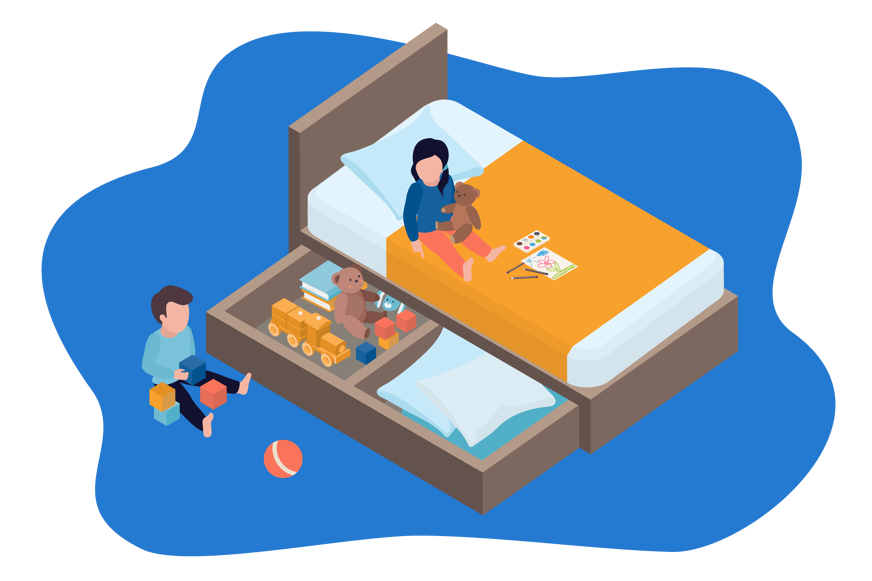 Trundle bed for children